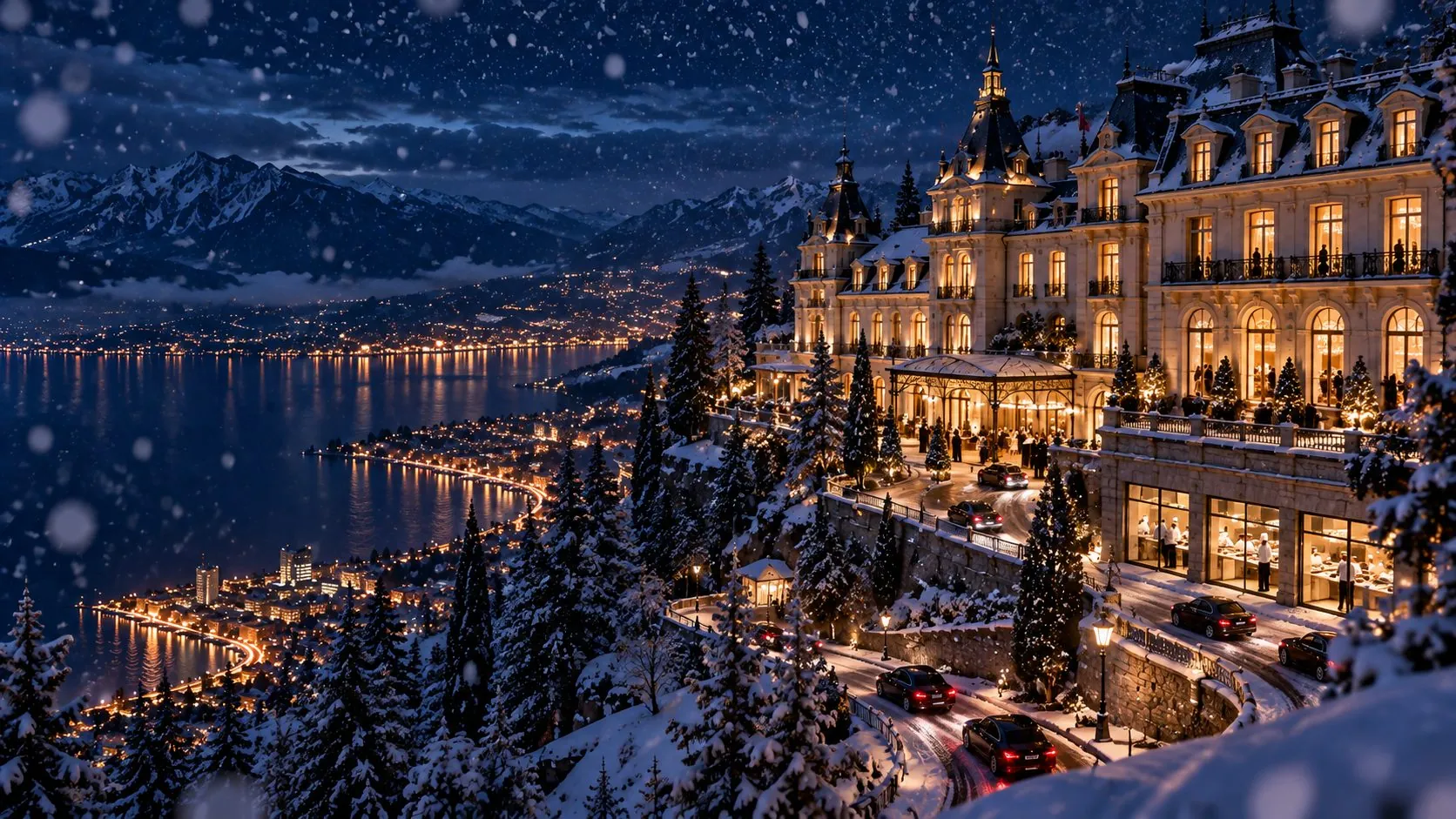 Le palace sous la neige
