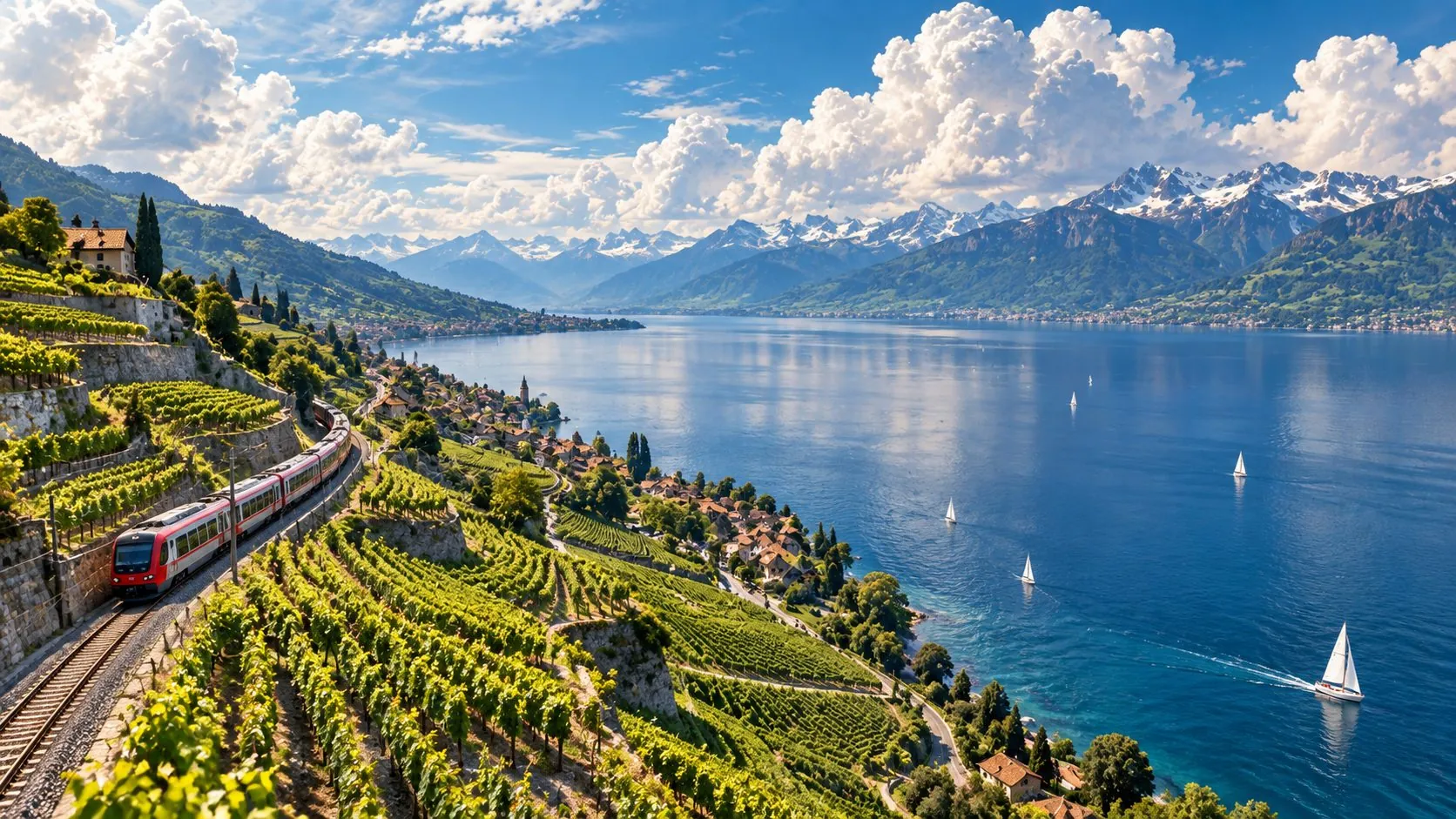 Le train et les terrasses de Lavaux